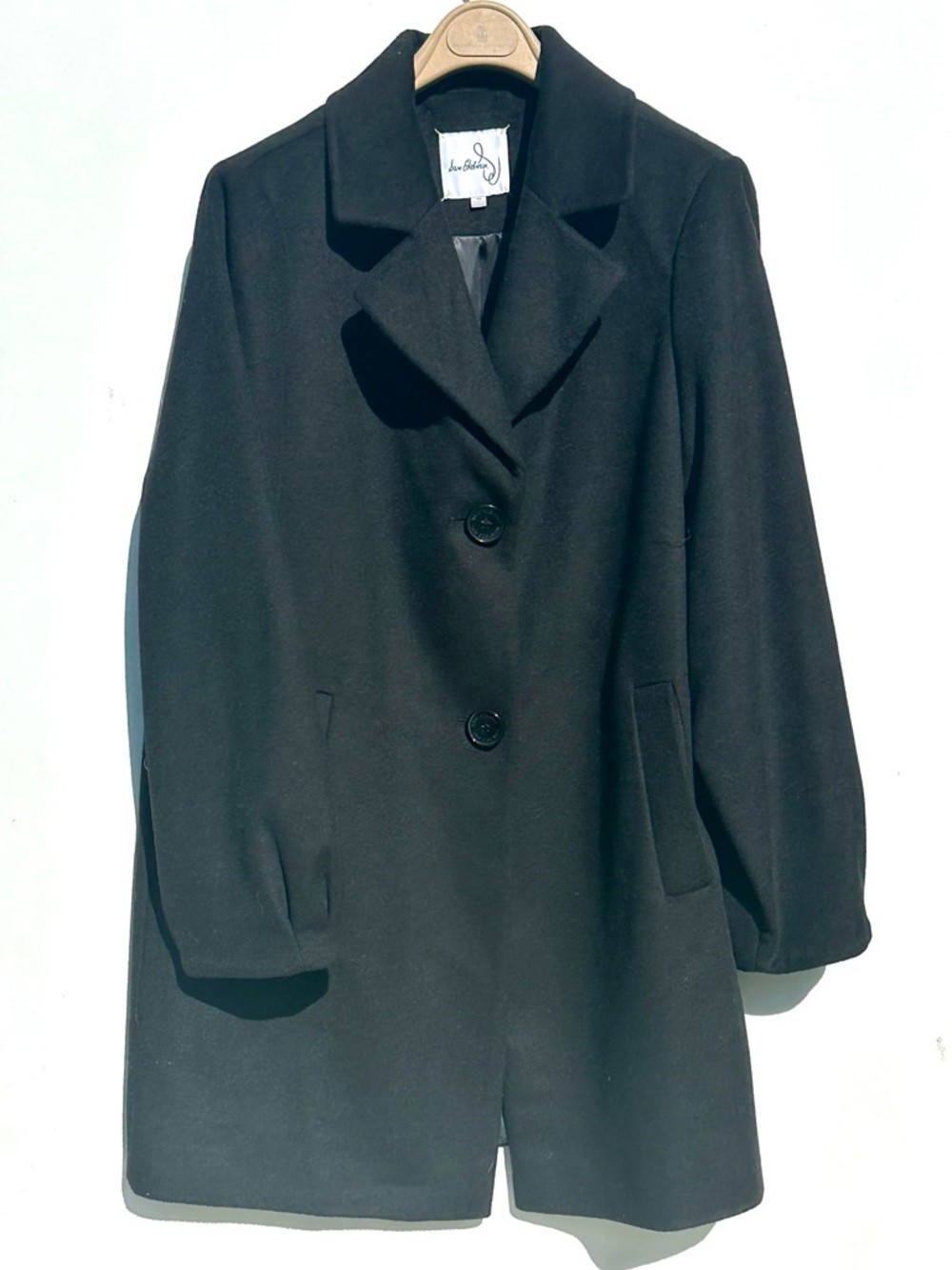 Like New Sam Edelman Black Women's Wool Coat, Gathered Sleeves, 16